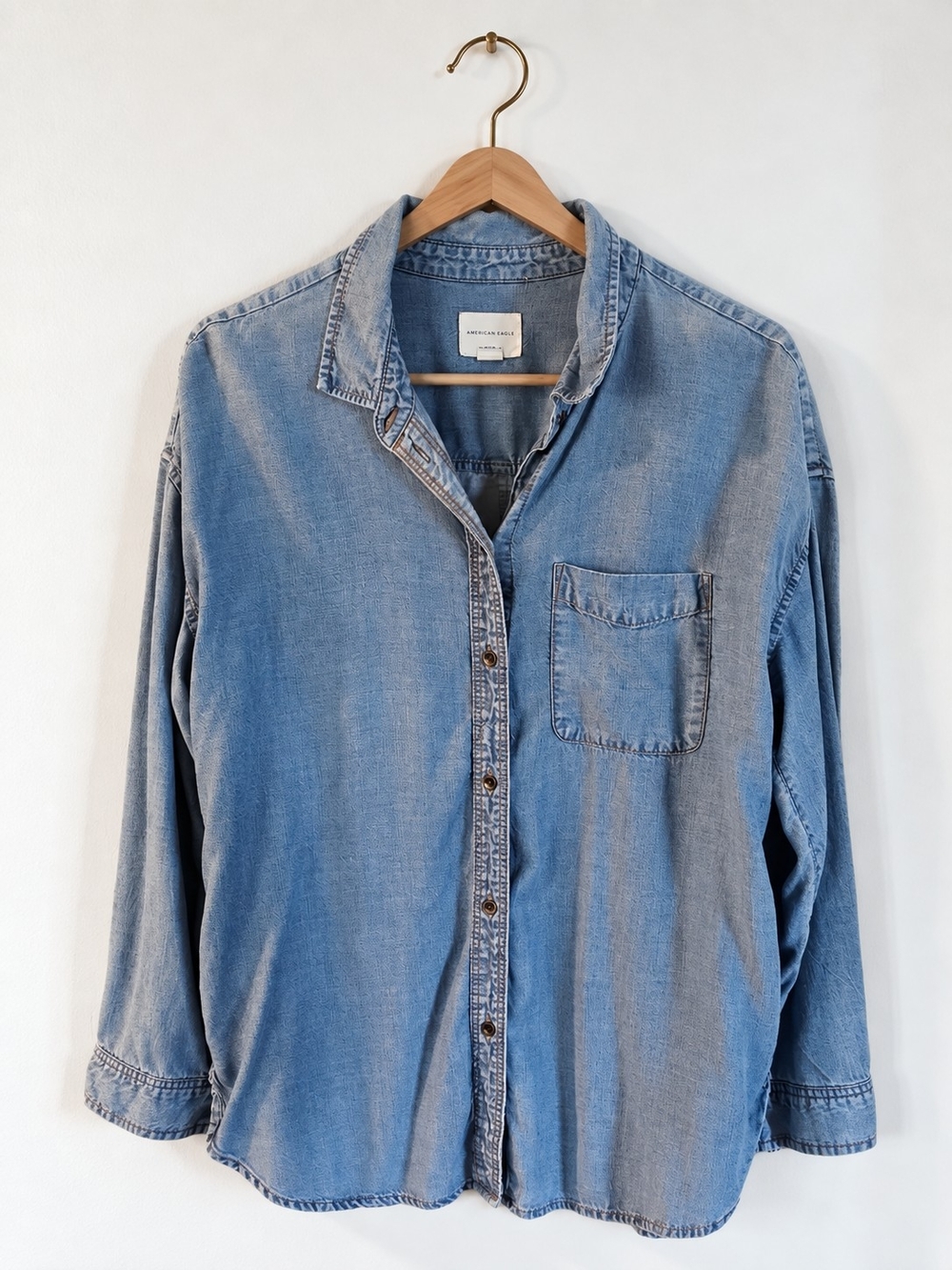 American Eagle Oversized Denim Button-Up Shirt